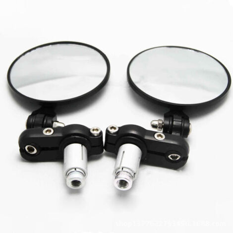 Specchietti laterali rotondi neri per moto da 7/8" e 20 mm, per manubrio, per cruiser, scooter, chopper NPTERBL (1/4)