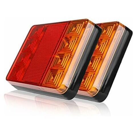Set di 2 fanali posteriori per rimorchio, 8 LED per auto, camion, luci posteriori, luci di avvertimento impermeabili, fanali posteriori per rimorchio, camion, barca, DC 24V (1/4)
