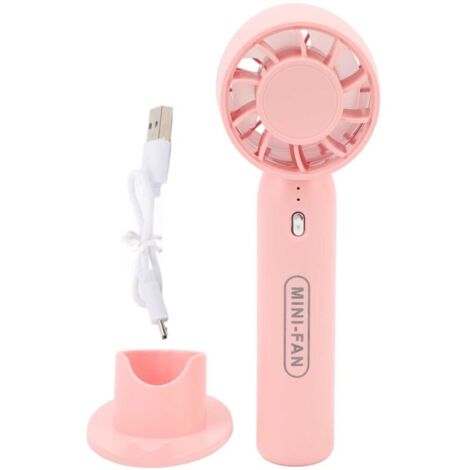 Ventilatore portatile ricaricabile tramite USB con 3 velocità del vento, Turbo Mini, per viaggi all'aperto e campeggio, rosa