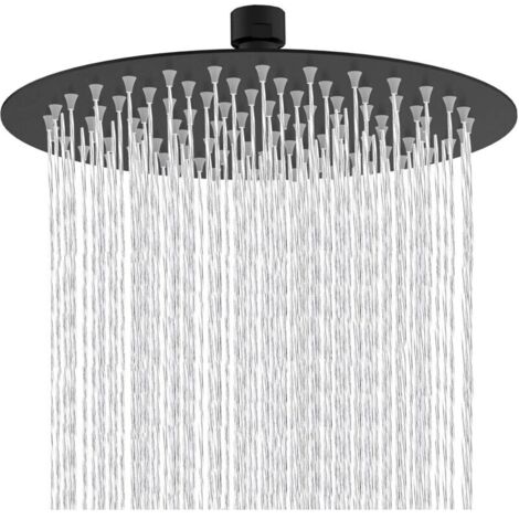 Soffione doccia fisso rotondo da 10 pollici, acciaio inossidabile 304, nero, rotazione a 360°, potente getto ad alta pressione, soffione doccia per bagno (1/4)
