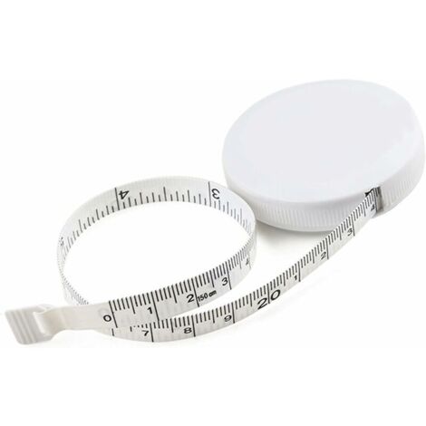 Metro a nastro per cucito, metro a nastro flessibile retrattile automatico per cucito su corpo, tessuto, sartoria, pelle, abbigliamento, righello per tessuto bifacciale, 60 pollici/150 cm, bianco (2 p (1/4)