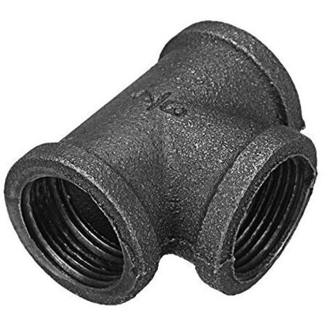 Raccordo a T uguale da 3/4" per tubi in ghisa malleabile, raccordi per tubi neri, connettore per tubo femmina - 3/4 pollici, DN20 (2 pezzi) (1/4)