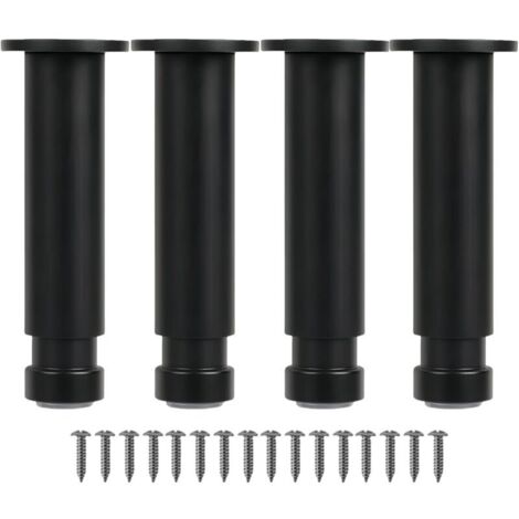 Gambe regolabili per mobili in lega di alluminio - Altezza regolabile, gambe di ricambio in metallo per tavolino, mobiletto, bagno, divano, letto - Supporto robusto e durevole (nero, 15 cm) (1/4)