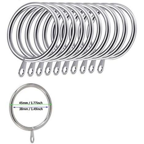 CSPARCV Confezione da 50 anelli metallici per tende e bastoni, diametro interno 38 mm (argento)