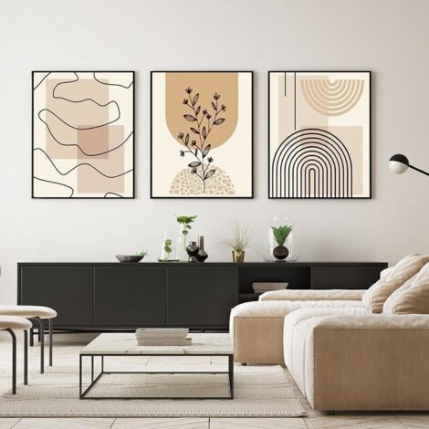 Set di poster in stile bohémien da 30 x 40 cm, moderna decorazione murale per camera da letto e soggiorno, motivo vegetale, decorazione astratta (1/4)