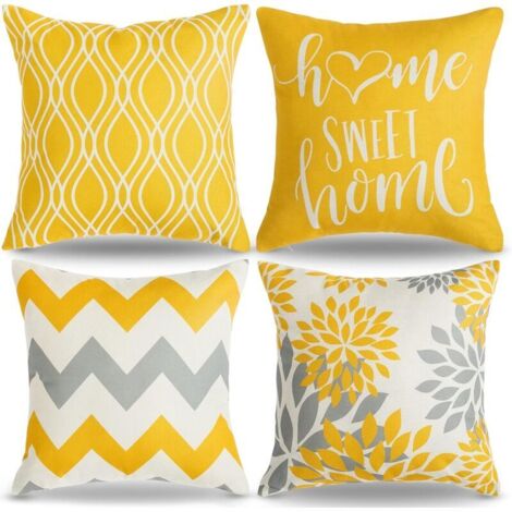 45x45cm, Fodera per cuscino con motivo geometrico, Cuscino decorativo giallo, Cuscino per divano per casa, soggiorno, camera da letto, decorazione d'interni (1/4)