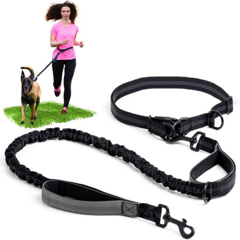 Guinzaglio per cani a mani libere con cuciture riflettenti - Guinzaglio di dimensioni adatte per passeggiate, escursioni, addestramento, jogging, canicross, corsa - per razze di taglia media e grande