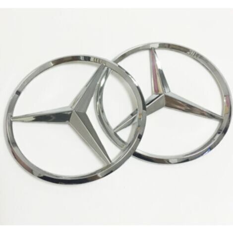 Logo posteriore Mercedes-Benz, logo bagagliaio posteriore, logo auto 9 cm, logo posteriore auto, logo ripiegabile 90 mm (argento)