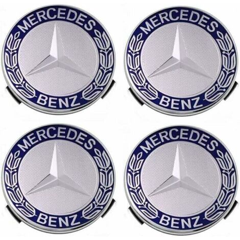 Set di 4 coprimozzi compatibili con Mercedes Benz 75 mm - Blu