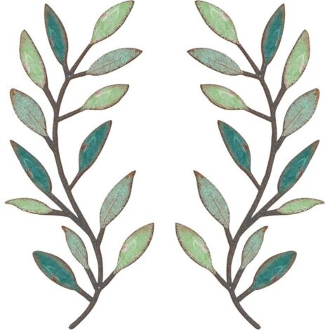 Set di 2 rami d'ulivo in metallo per decorazione murale, soggiorno, corridoio, uso esterno (colori vivaci)
