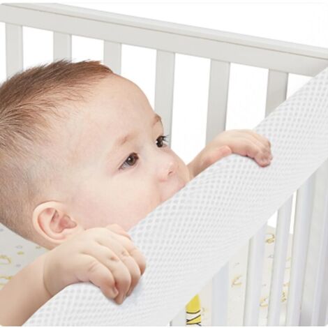 Copertura protettiva 4 in 1 per sponde del lettino, protezione angolare in rete, protezione per mobili imbottiti, protezione reversibile per bambini e bambine (bianca)