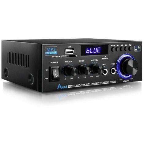 Amplificatore audio, amplificatore Hi-Fi, amplificatore stereo a 2 canali da 80 W, Bluetooth 5.0, 12-240 V, schermo LCD, radio FM portatile, ingresso scheda SD/USB, per casa o auto