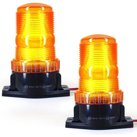 Set di 2 lampeggianti LED arancioni rotanti, luci stroboscopiche lampeggianti 10-80V per camion e trattori. (1/4)