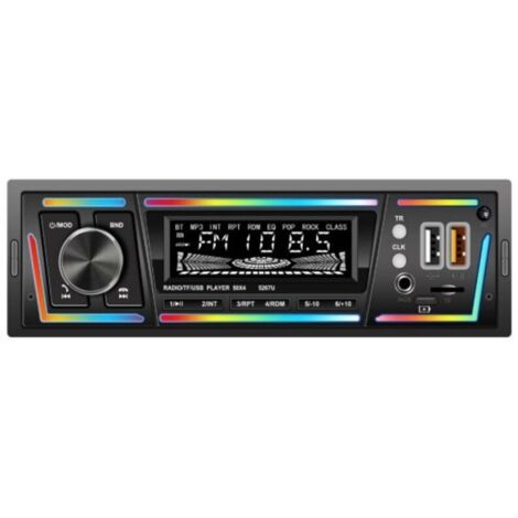 Autoradio Bluetooth con RDS, porta di ricarica USB-C, modalità lettore multi-luce, FM/AM, autoradio 1 DIN con 2 porte USB/MP3/AUX/scheda SD/impostazioni audio DSP/equalizzatore