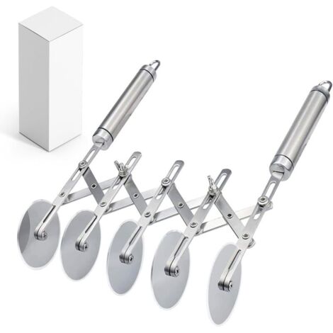 Tagliapasta professionale a 5 ruote - Utensile per pizza e impasto in acciaio inossidabile, versatile strumento da cucina per cuocere, tagliare a griglia e dividere biscotti (1/4)