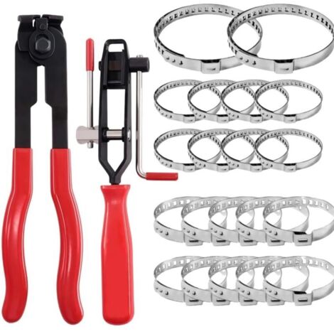 Pinze per fascette stringitubo per giunti universali, fascette per tubi di scarico e fascette per tubi, realizzate in acciaio inox 304, comprese fascette regolabili e fascette per tubi flessibili.