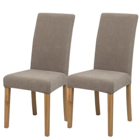 Set di 2 coprisedie da pranzo, coprisedie da cucina in jacquard elasticizzato, sfoderabili e lavabili, coprisedie protettivi per casa, ristorante e banchetti (kaki) (1/4)
