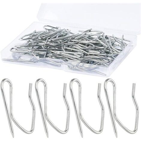 Ganci per tende, 60 pezzi, 3,2 cm, perni e ganci in metallo per tende da doccia, porte, finestre, argento e bianco
