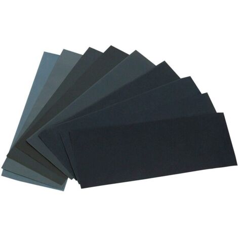 Confezione da 24 fogli di carta vetrata assortiti, 12 grane, per levigare legno e metallo, carta vetrata a secco/umido, grane 120/150/180/240/320/400/600/800/1000/1500/2500/3000 (1/4)