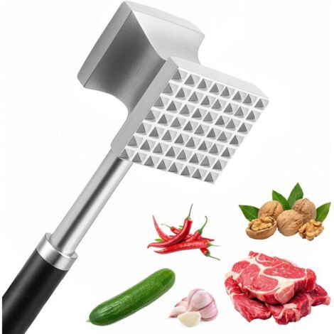 Inteneritore per carne professionale da 27 cm in acciaio inox - Doppio lato piatto, zincato con manico antiscivolo, per bistecche, pollo, maiale (1/4)