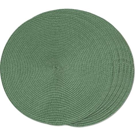 Set di 6 tovagliette rotonde intrecciate per tavolo da pranzo, lavabili, antiscivolo, 38 cm (verde oliva, 6 pezzi)