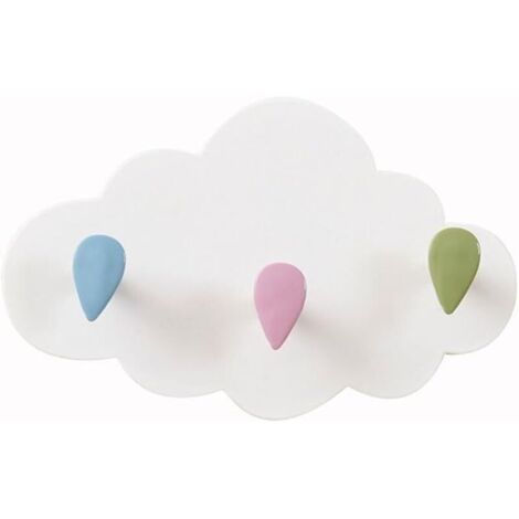 gancio appendiabiti a forma di nuvola, 3 ganci appendiabiti in plastica per bambini, non richiede foratura, ganci da parete autoadesivi e impermeabili a forma di nuvola, adatti per armadi