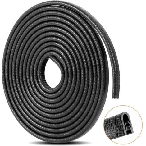 Guarnizione flessibile in gomma per porte – Protezione del bordo della porta – Profilo a U nero – Lunghezza 5 m – Resistente agli urti e al calore