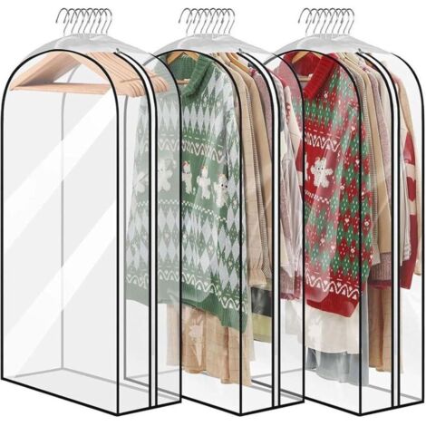 Sacchetti porta abiti trasparenti 60 x 100 cm, impermeabili e antitarme, con soffietti da 10 pollici per abbigliamento da donna e da uomo, completi, abiti, cappotti, giacche, viaggi.