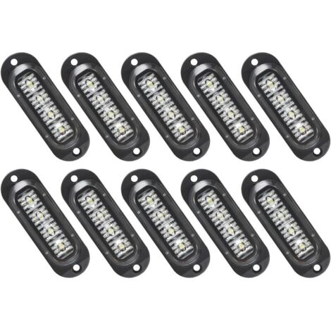 10 luci di posizione laterali a LED 12/24V, luci di segnalazione laterali a LED per rimorchio, camion, camper, roulotte (bianche) (1/4)