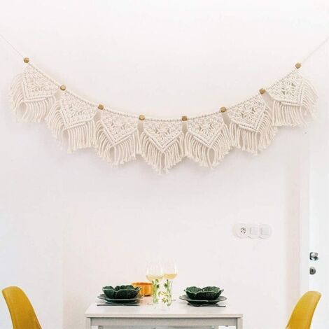 Arazzo da parete in macramè bohémien, arazzo tessuto, arazzo in macramè bohémien, decorazione bohémien chic per la casa, decorazione artistica geometrica per soggiorno, camera da letto, matrimonio, ce