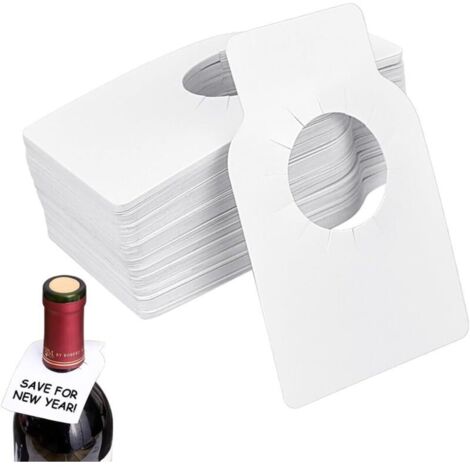 100 etichette per cantine, etichette riutilizzabili per bottiglie di vino, etichette per il collo di bottiglie di vino bianco per cantine e cantine (1/4)