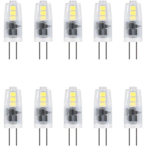 Confezione da 10 lampadine LED G4 - 2W - Per lampadari, soggiorno, camera da letto, corridoio - 12V AC/DC - Bianco freddo 6000K - Risparmio energetico (1/4)