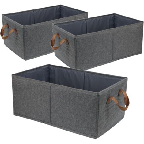 Set di 3 contenitori portaoggetti di grande capacità, sistema di organizzazione per armadi, robuste scatole pieghevoli per riporre vestiti, biancheria, giocattoli e libri. (1/4)
