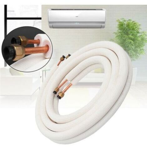 Tigrezy, tubo flessibile in rame per condizionatore d'aria da 1/4" a 3/8" - Tubo per refrigerante isolato in rame e alluminio - Componenti per condizionatore d'aria - 3 metri, bianco