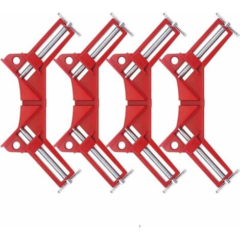 Morsetto ad angolo retto di 90 gradi, telaio di serraggio angolare in metallo, utensili per la lavorazione del legno, morsetto a fissaggio rapido (4 pezzi) 75 mm (1/4)