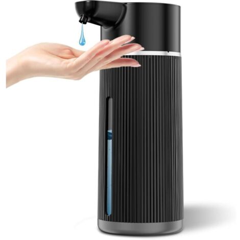 Dispenser di sapone automatico senza contatto, 420 ml, per cucina e bagno, volume regolabile per liquidi densi e fluidi, ricaricabile tramite USB-C, anti-intasamento, nero (1/4)