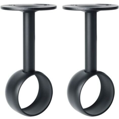 Supporto per asta per tende, supporto per asta appendiabiti con viti, staffa da soffitto per tende e armadi, acciaio inox nero opaco, diametro 32 mm, 2 pezzi