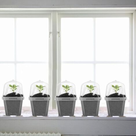 Set di 10 vasi trasparenti per semina con cupola per l'umidità - Vaso da giardinaggio in plastica da 7,6 cm, contenitore in plastica resistente per piantine, ortaggi, piante grasse e talee