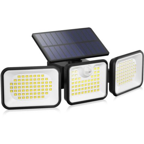 Lampada solare da esterno a 180 LED con sensore di movimento, 3 modalità di illuminazione, angolo del fascio luminoso di 270°, impermeabile IP65. (1/4)
