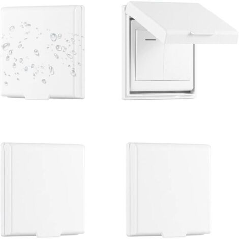Set di 4 copri interruttori autoadesivi, tipo 86, reversibili e impermeabili, per prese elettriche, bagno, camera da letto, cucina, esterni, colore bianco. (1/4)
