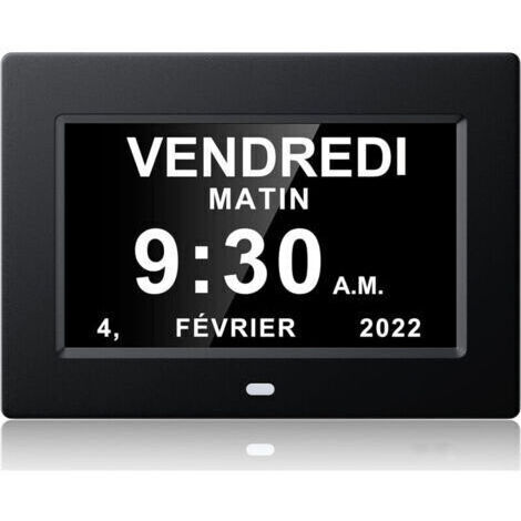 LaBlanc - Orologio digitale con calendario da 7 pollici, monoblocco, con data e ora, orologio per genitori con Alzheimer, promemoria per farmaci, nero (1/4)