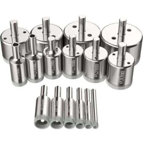 Set di 16 seghe a tazza, punte diamantate da 6-50 mm, utensili per forare il vetro, kit di seghe a tazza per acciaio al carbonio, vetro, ceramica, porcellana, piastrelle, marmo. (1/4)