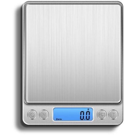 Bilancia di precisione, da 0,1 g a 3 kg, bilancia da cucina/tascabile/per gioielli, bilancia elettronica ad alta precisione, display LCD retroilluminato, funzione tara e conteggio.