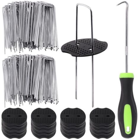 Kit di 201 picchetti da giardino, 100 picchetti a U da 15 cm per paesaggistica, per piante tappezzanti, recinzioni ed erba artificiale. (1/4)