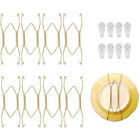 Set di 8 ganci per esporre piatti, ganci invisibili, supporto decorativo da parete con 8 ganci per appendere piatti, ideale per camera da letto, soggiorno e ristorante.