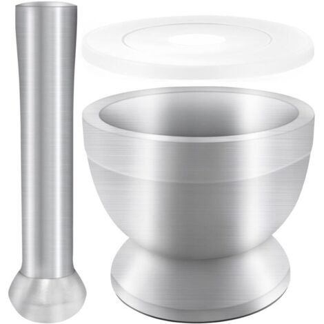 Set mortaio e pestello in acciaio inox con base antiscivolo, mortaio e pestello da cucina, mortaio e pestello robusti per spezie, macinino manuale con ciotola, per macinare erbe aromatiche, noci e spe (1/4)
