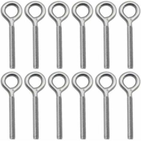 Set di 12 golfari in acciaio inox 304, viti ad anello avvitabili per altalena da esterno - M4