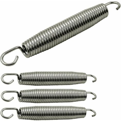 Set di molle zincate per trampolino. Molle per trampolini da esterno e da interno. Molle di tensione con gancio. Accessori di ricambio per trampolini fitness e per bambini. 140 x 22 mm