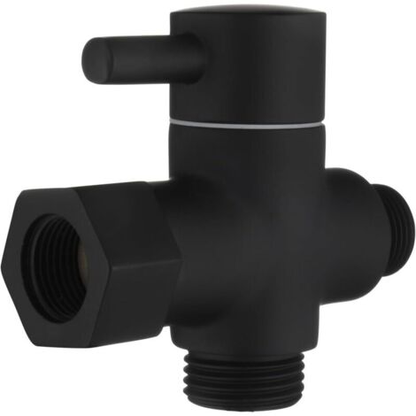 Valvola deviatrice a 3 vie in ottone con adattatore da 3/8”-12/17” per tubo dell'acqua del WC, nera (1/4)