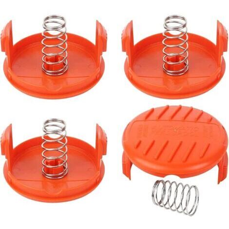 Set di 4 tappi per bobina di filo per tosaerba, tappo per bobina, molle per tappo bobina per tosaerba, copertura per bobina per decespugliatori, per tosaerba Black & Decker, RC-100-P